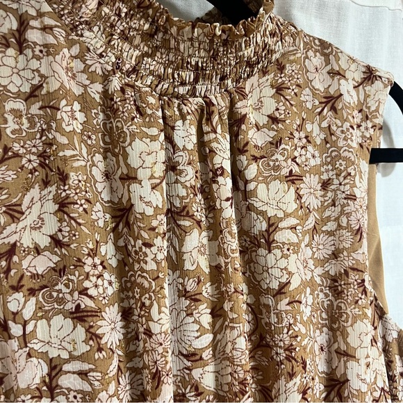 Express Floral Sleeveless Mock Neck Tiered Ruffle Dress - Picture 2 of 7